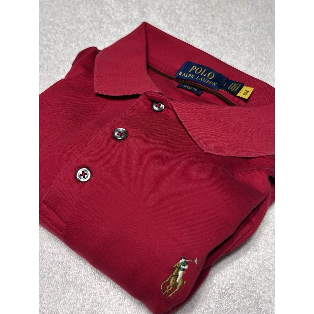 Polo Ralph Lauren Men's Large Soft Cotton Long Sleeve Polo Red-NWT Condition